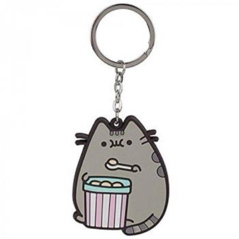 Pusheen Rubber Keychain Popcorn - Key Ring with Pastel Accents
